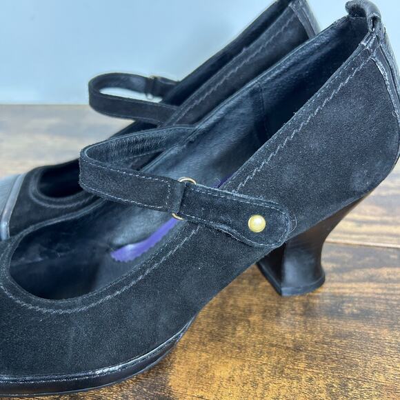 Indigo Clarks VTG Y2K Mary Jane Chunky Heels 9 1/2 M Black Leather Grunge Witchy - Picture 6 of 9